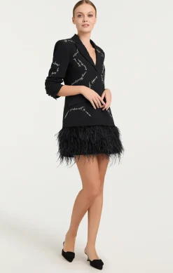 Feather And Script Embellished Joel Dress