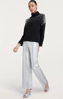 Rhinestone Crackle Embellished Alani Turtleneck